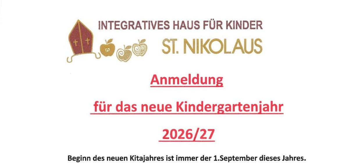 Anmeldung Kindergartenjahr 2026-27